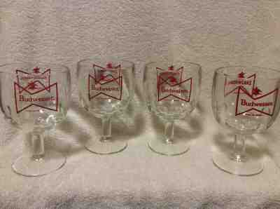 4 Budweiser Beer Thumbprint Goblet  Chalice dimpled stemmed Style Glasses R2