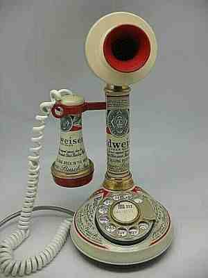 1973 BUDWEISER Deco-Tel CANDLESTICK TELEPHONE Rotary Dial - WORKS GREAT