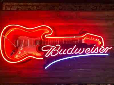 Budweiser Limited Edition Aria Electric Guitar Neon Sign Man Cave