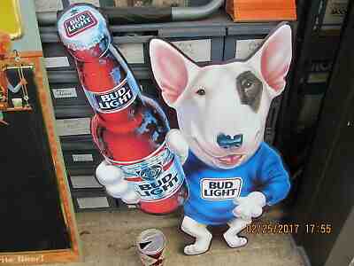 SPUDS MACKENZIE BUD LIGHT TIN SIGN ORIGINAL 1989 EMBOSSED N MINT 26x19