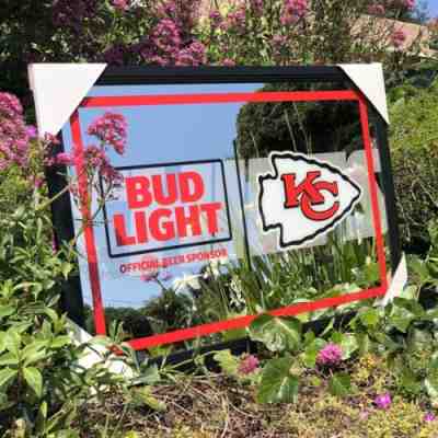 Bud Light NFL Kansas City Chiefs Football Beer Bar Mirror Man Cave Pub New