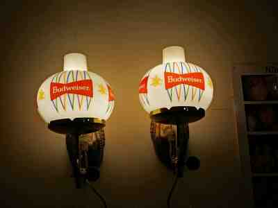 Vintage Pair of 1960's Budweiser Wall Sconces - Great Design!