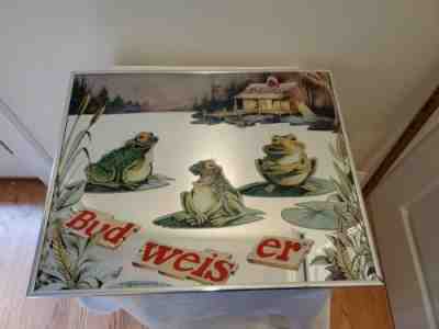 RARE 1995 Bud weis er Budweiser MIRROR Sign  - Bayou - Frogs