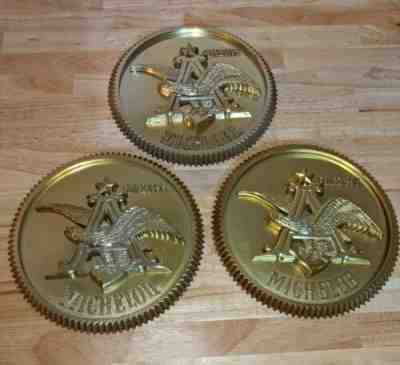 3 used Anheuser-Busch Gold Michelob Plaque plastic logo with Gold Eagle