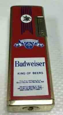 Vintage Pocket Cigarette Lighter Budweiser Korea AS IS Untested Zippo Red Beer 