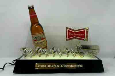 Budweiser Beer World Champion Clydesdale Horses Lighted Sign 3D 1963