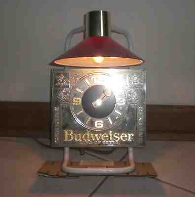 BUDWEISER BEER CASH REGISTER LIGHT & CLOCK -  VINTAGE