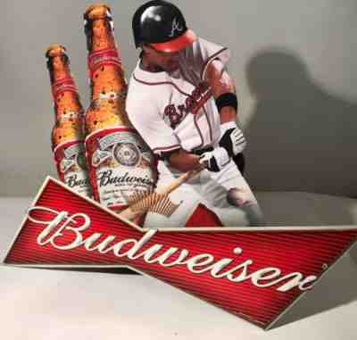 2011 Atlanta Braves Budweiser Embossed Metal Bar Sign Retired 30 x 23”