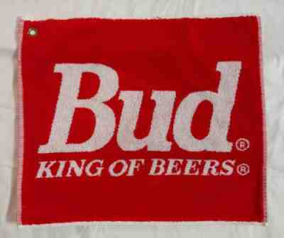 Vintage Budweiser Bud King Of Beers Towel Plush Red Golf Bar Pub Man Cave 18