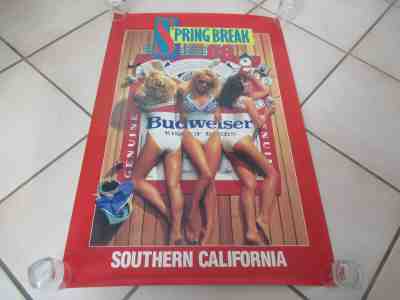 VINTAGE 1988 BUDWEISER SPRING BREAK 88 SOUTHERN CALIFORNIA PROMO POSTER BEER