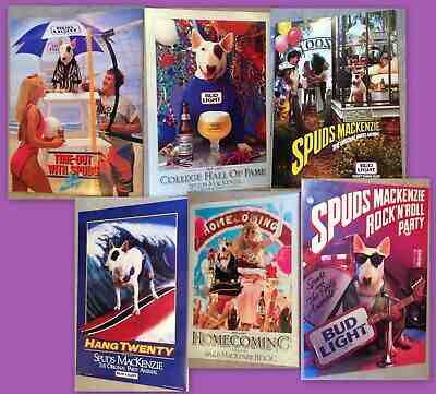 Spuds MacKenzie The Original Party Animal Budweiser 6 Posters New Vintage 80’s