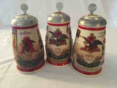 Budweiser Marketing Milestones Complete Set of 3 Steins No COAs No Boxes