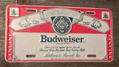 RARE Vintage Budweiser Beer Raised Advertising License Plate Sign Metal NICE NOS