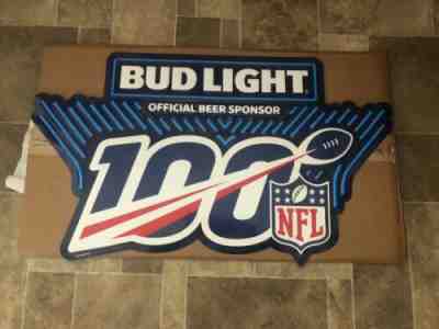 Bud Light Beer NFL 100 Years Tin Sign Game Room Man Cave Bar Pub 49ers Chiefs