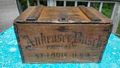 1918 BUDWEISER Anheuser Busch Beer Wood Crate Box Original Advertising