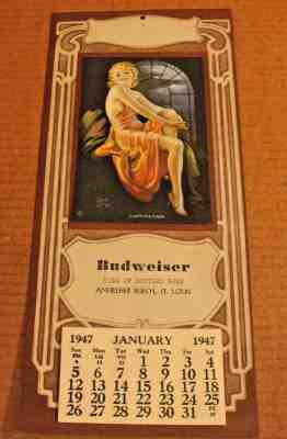 Rare 1947 Budweiser Captivating Girl Calendar Advertisement Anheuser Busch