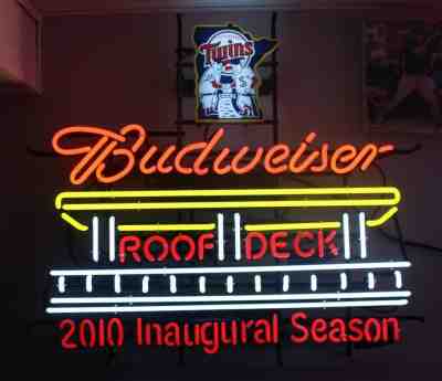 MINNESOTA TWINS Budweiser Neon Beer Sign 2010 Inaugural Season ROOFDECK