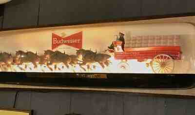 Amazing Budweiser Light Up Sign with Full Clydesdale Team Wagon Drivers Dog WOW!