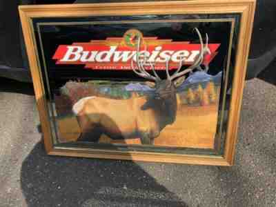 Budweiser Beer Turkey Deer Elk Sign Mirror Large! Hunting Wildlife Pub Man Cave