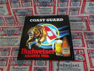 VTG 89 BUDWEISER BEER U.S.C.G. COAST GUARD GRIZZLY BEAR IN MOTION BAR LIGHT SIGN