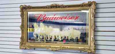 VINTAGE (Circa 1978) LARGE BUDWEISER BAR ROOM WALL MIRROR  PRE-OWNED