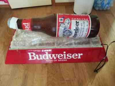 Vintage Budweiser Beer Bottle On Ice Billiards Pool Table Light Hanging