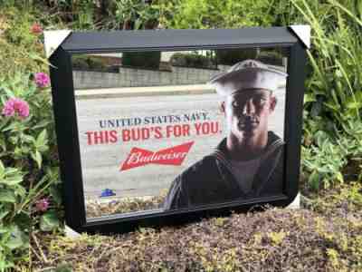 Budweiser U.S. Navy Armed Forces Military Beer Bar Mirror Man Cave Pub New