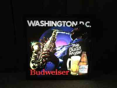 Vintage Budweiser Bud Lighted Sign Jazz Washington DC Bar Pub Man Cave Light