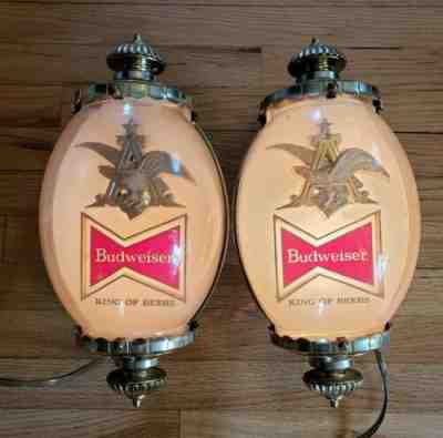 Vtg Budweiser King of Beers Wall Sconce Sign 1964 Bar Light Illuminated Pair!!