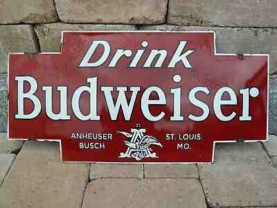 BUDWEISER porcelain sign advertising vintage domed 27