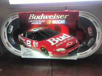 Budweiser Beer NASCAR Dale Jr. Lighted Motion Race Track Sign 2000 READ