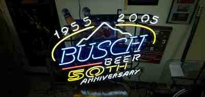 1955 - 2005 BUSCH BEER 50TH ANNIVERSARY 4 - COLOR NEON LIGHT RARE 