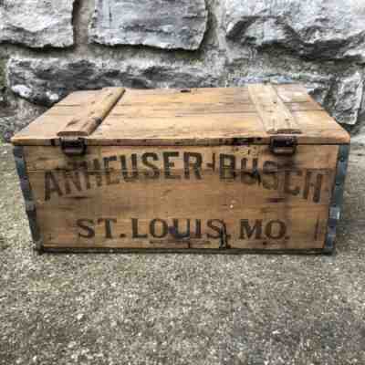 1918 BUDWEISER Anheuser Busch Beer Wood Crate Box Original Advertising VTG Old