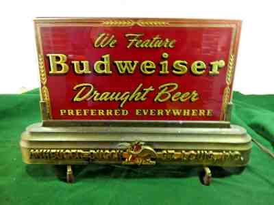 RARE 40's BUDWEISER Draught RPG Glass top Back Bar Sign Metal Base