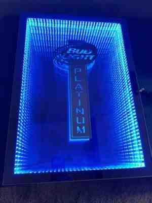 Bud Light beer platinum infinity led light up sound music motion mirror mib 