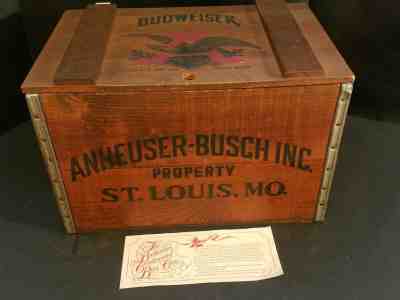 Anheuser Busch Budweiser 1876-1976 Centennial Wooden Beer Crate With Certificate