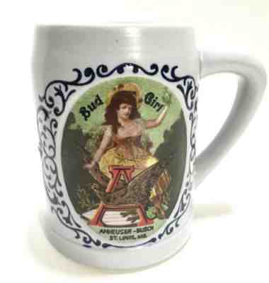 Vintage Budweiser Bud Girl Stein Beer Mug Anheuser Busch Ceramarte RARE Brazil