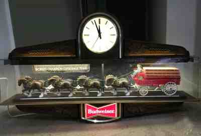 Vintage Budweiser Illuminated Bar Clock - World Champion Clydesdale Team