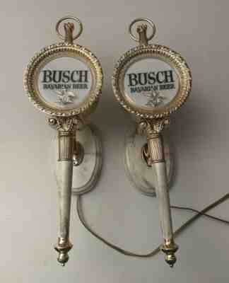 WoW! 1960s BUSCH BAVARIAN BEER Backbar lamp light sign pair Budweiser N.O.S.