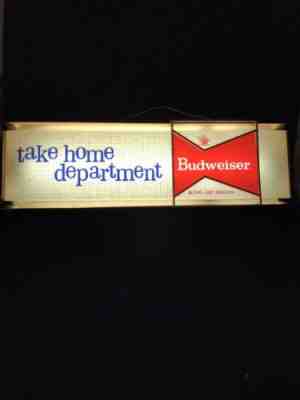 Rare Vintage 1960s BUDWEISER Take Home Department Lighted Beer Metal Sign 26”X8”