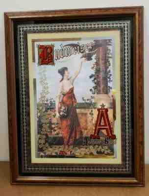 RARE ANHEUSER BUSCH BUDWEISER ROMAN GIRL ADVERTISING BAR MIRROR GLASS SIGN