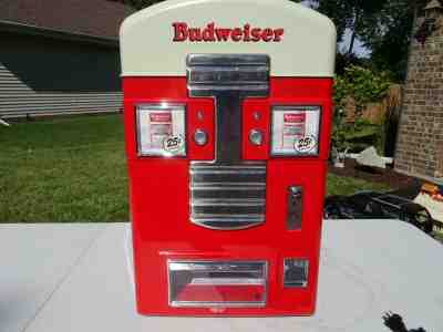 BUDWEISER MINI FRIDGE LIGHTED VENDING MACHINE.
