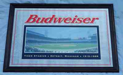 Huge Rare Budweiser Detroit Tiger Stadium Mirror 59” x 40