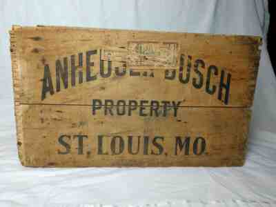 ANTIQUE 1944 AUTHENTIC ST. LOUIS MO. ANHEUSER - BUSCH WOOD CASE W/ TAX STAMPS