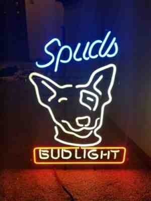 1980s bud light beer spuds Mackenzie dog head neon light up sign anheuser Busch 