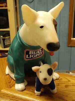 SPUDS Mac KENZIE LIGHTED DOG from 1988 with LIL SPUDS PLUSH DOG  from BUD LIGHT