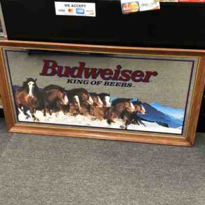 Vintage Budweiser clydesdale Mirror KING OF BEERS!