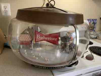 BUDWEISER CLYDESDALES ON PARADE MOTION CAROUSEL BAR LIGHT VINTAGE ANHEUSER BUSCH