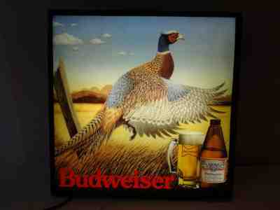 Vintage Budweiser Beer Pheasant in Motion Beer Sign Light Bar Hunting Bud