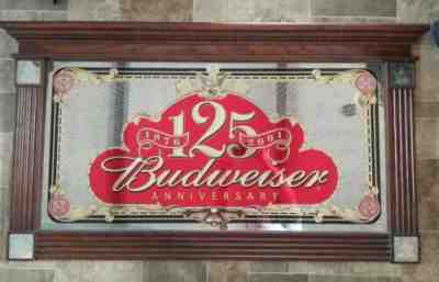 VTG 1876 to 2001 Budweiser beer mirror sign 125 year anniversary Anheuser-Busch